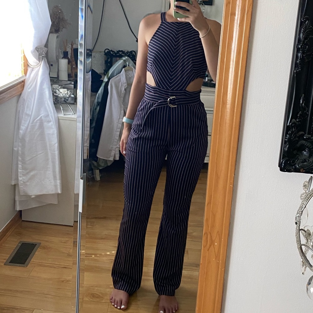 stripe jumpsuit